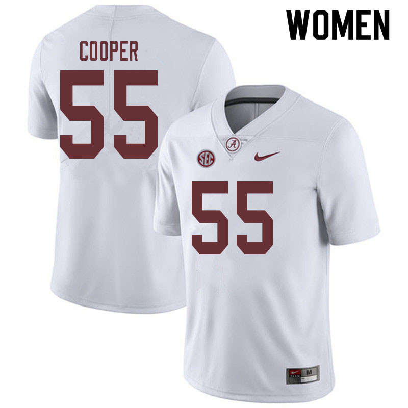 Women #55 William Cooper Alabama Crimson Tide College Football Jerseys Sale-White